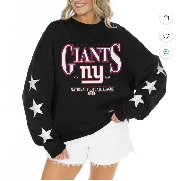 gameday couture Tops - New York Giants Black Logo Star-Sleeve Pullover Sweatshirt